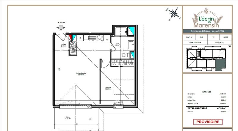 Appartement 2 pièces Leon disponible à la Vente