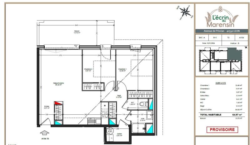 Appartement 3 pièces Leon disponible à la Vente