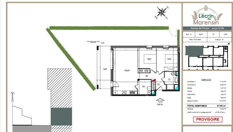 Appartement 3 pièces Leon disponible à la Vente
